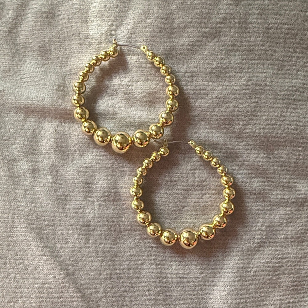 Kae by Karrueche Plated Gold Beaded Hoop Earrings